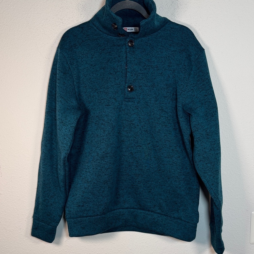 H2H Mens Casual Slim Fit button up Pullover Size Large